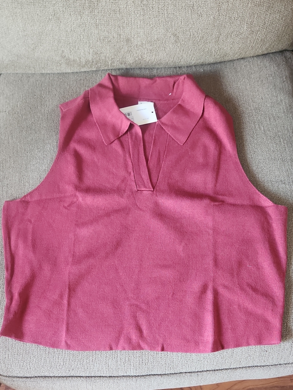 a new day Sleeveless Collared Knit Tank - Rose